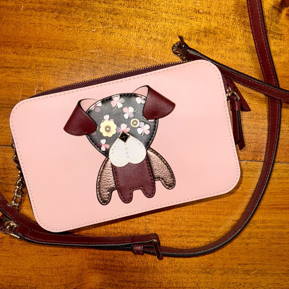 NWOT RARE Kate Spade Floral Pup Cherrywood Crossbody Bag ๐ - Picture 4 of 14